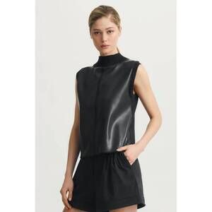 NEW MELISSA NEPTON nico vegan leather sleeveless top in black